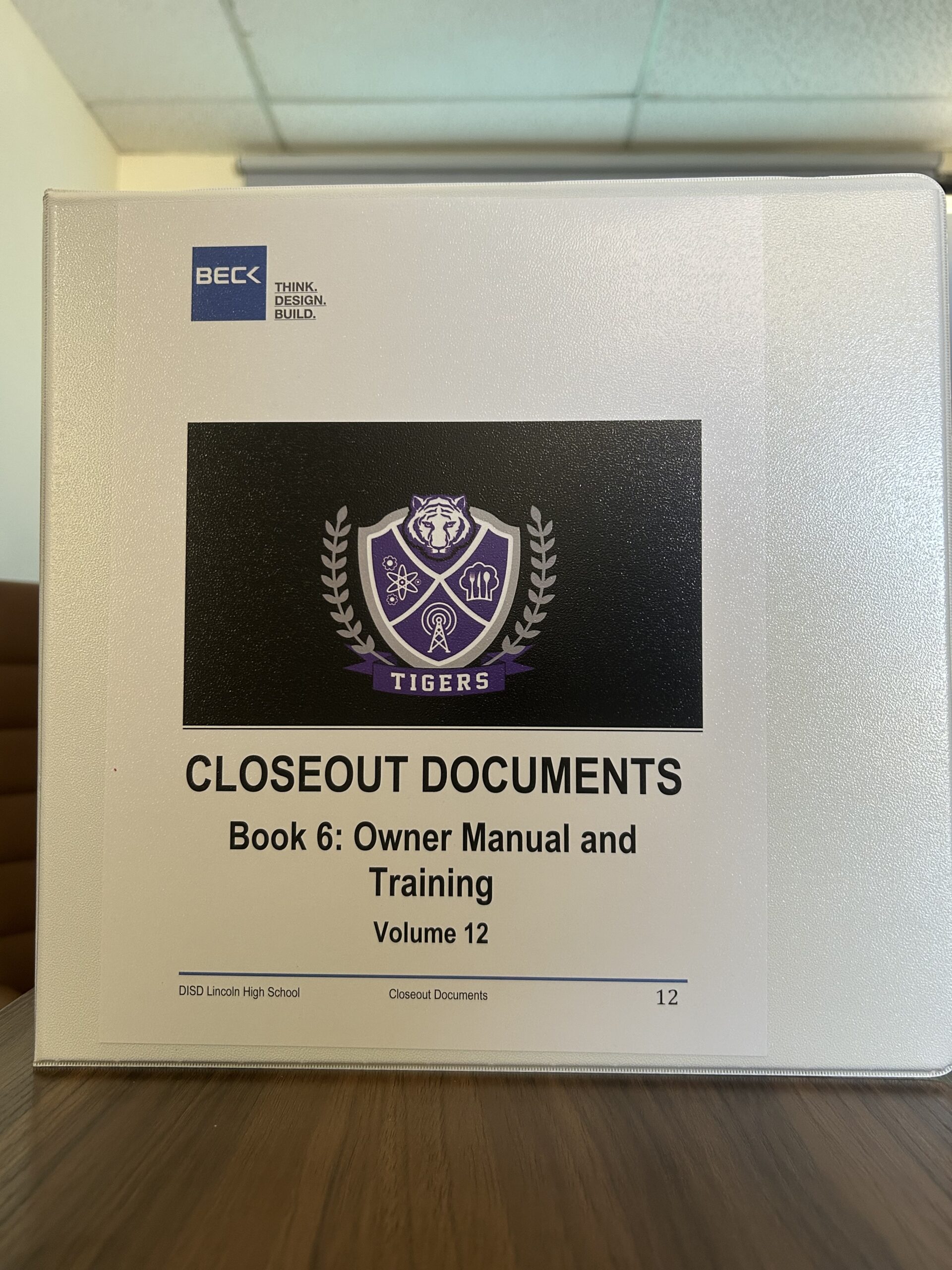 Construction closeout binders assembled for Beck Construction